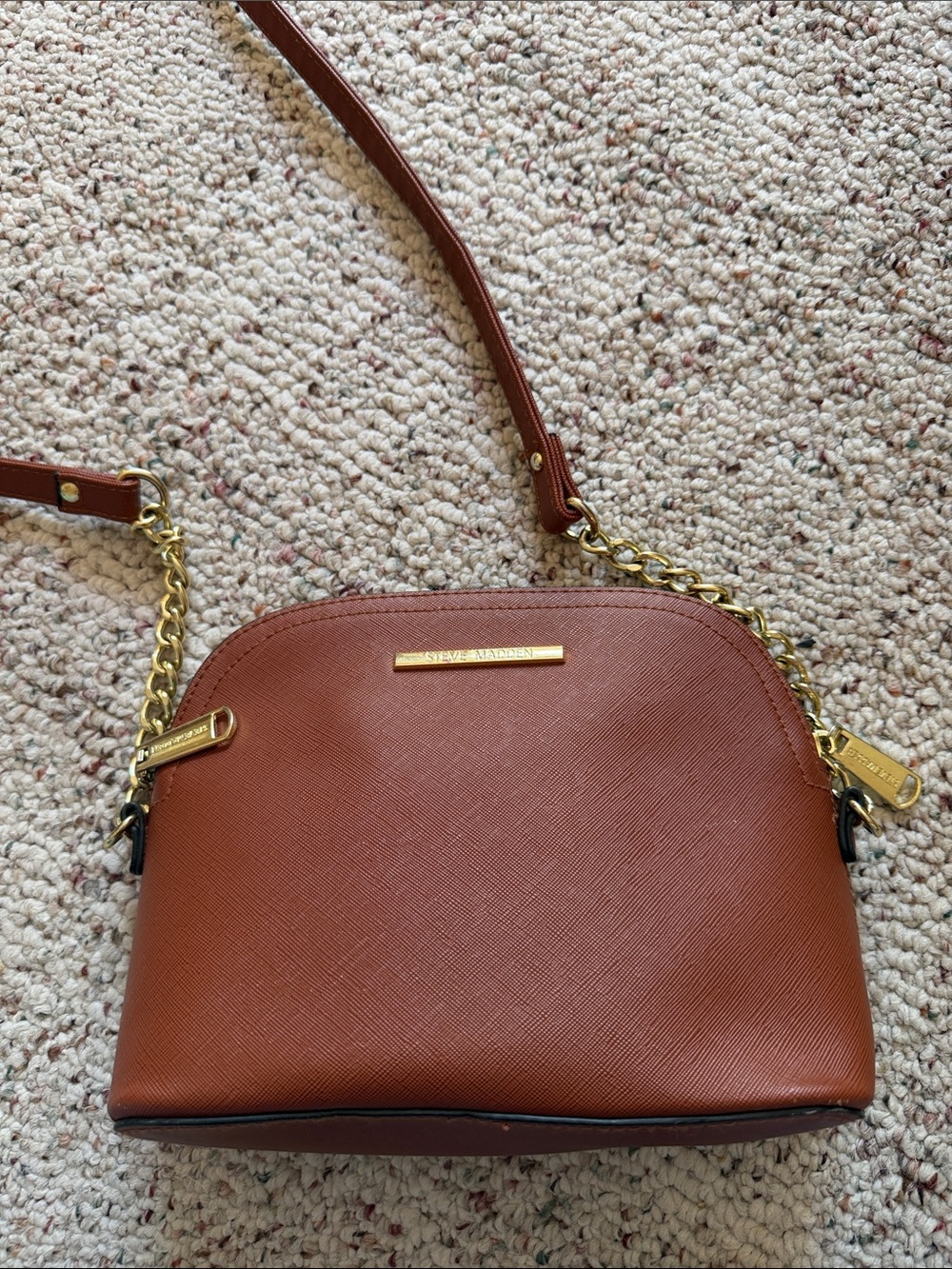 Steve Madden Rust Brown Crossbody with Gold Hardware